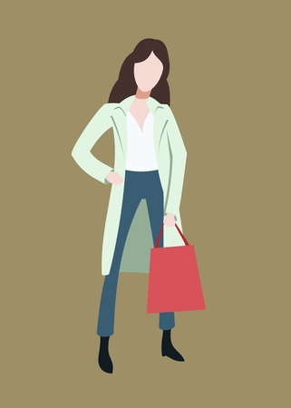 girl with shopping bagのイラスト素材