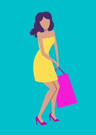 girl with shopping bagのイラスト素材