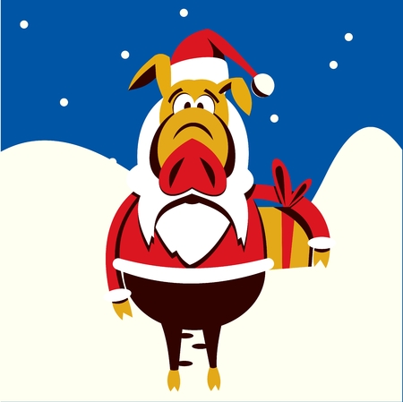 a pig dressed as Santa Clausのイラスト素材
