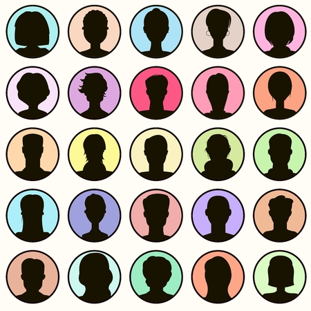 head silhouettes setのイラスト素材