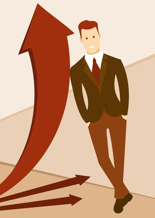 businessman propping up the arrowのイラスト素材