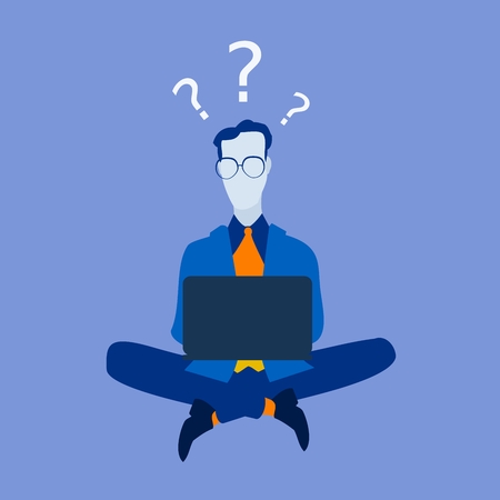 businessman sitting with laptopのイラスト素材