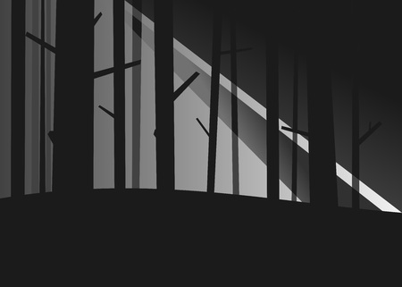 dark dense forest illustrationのイラスト素材