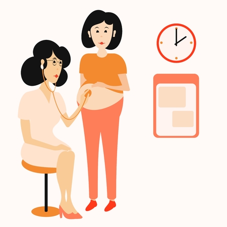 midwife examines a pregnant womanのイラスト素材