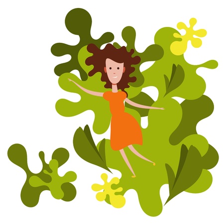 spring girl on a background of foliageのイラスト素材