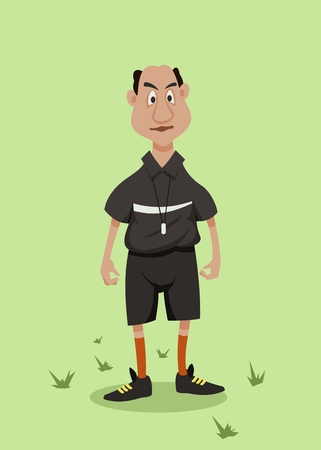 football judge in black uniform standing on the pitchのイラスト素材