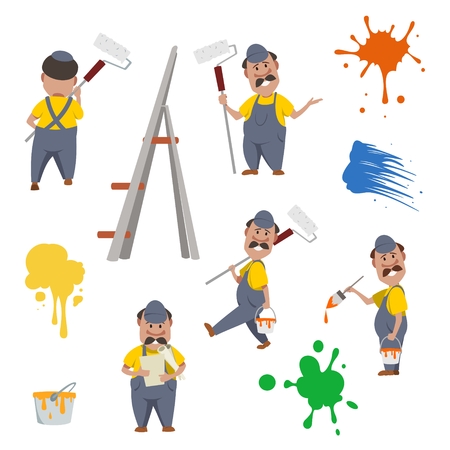 painter, painting drawings, setのイラスト素材