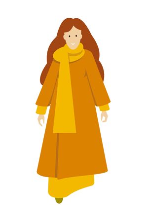 girl with bright red hair on a white backgroundのイラスト素材