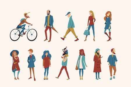 Girl wearing a pair of clothes. A group of women and women.のイラスト素材