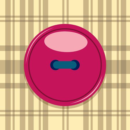 Red cartoon button sewn from checkered fabric. Red Vector Fabric Vector Button Button Cartoon Illustration for Webのイラスト素材