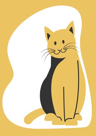 Sitting cat in a flat style. Poster about pets.のイラスト素材