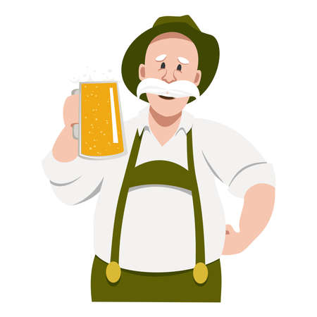 A man with a glass of beer. Vector character in traditional costume.のイラスト素材