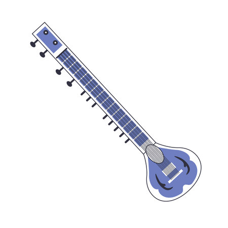 Sitar. Traditional Indian musical instrument. Vector image of the subject.のイラスト素材