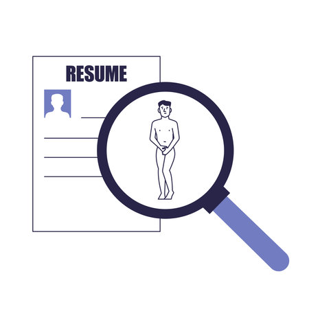 Researching a job candidate. Illustration of studying a resume.のイラスト素材