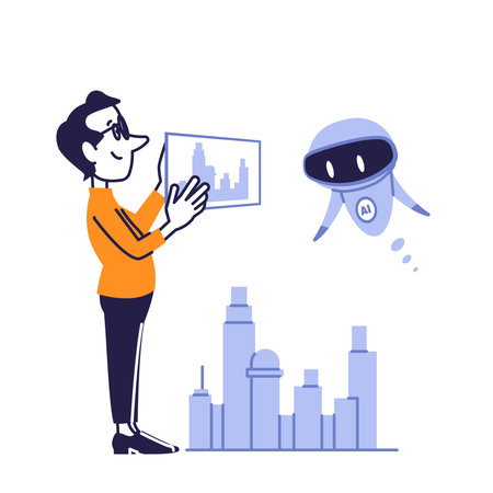 Artificial Intelligence Helping Architect Plan Smart City.のイラスト素材