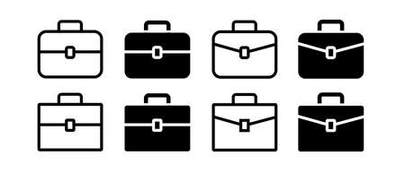 Briefcase vector icons. Different briefcase collectionのイラスト素材
