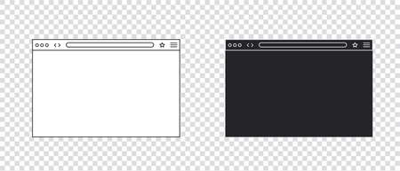 Minimalist computer browser window mockup set. Isolated blank browser lines for laptop devicesのイラスト素材