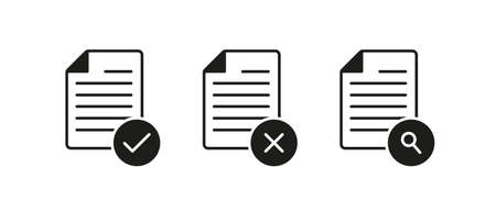 Document or paper vector icons set. Edit and search document symbolのイラスト素材