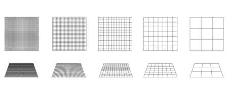 Grid in different planes vector set. Grid templates, and Graph papers. square grid lines black...