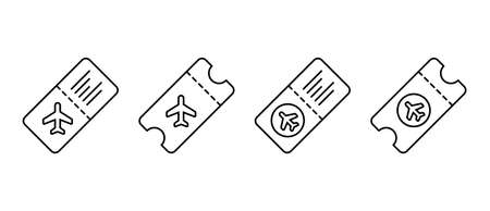 Plane board ticket vector icon. Outline plane board ticket symbol for web designのイラスト素材