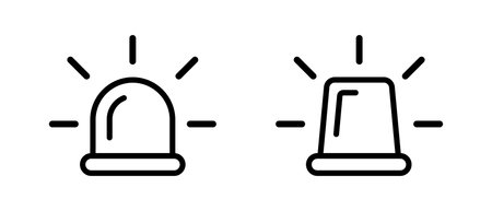 Alarm siren icon set. Emergency siren ambulance or police, outline symbolのイラスト素材