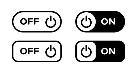 Power button on off vector icon set. Line energy turn on off signのイラスト素材