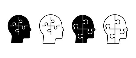 Mental health vector icon set. Resilience and care symbol. Mindset illustrationのイラスト素材