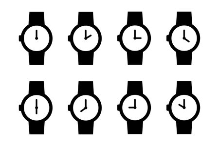 Wrist watch vector icon set. clock symbol. Wrist accessory illustrationのイラスト素材