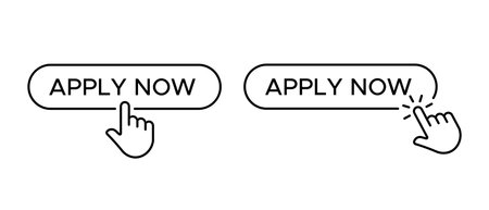 Apply now vector icons set. Cursor clicking on banner apply nowのイラスト素材