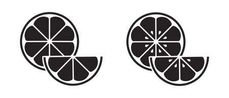 Lemon Fruit Slice vector icons set. Fruits or citrus slice, collection of vector illustrationsのイラスト素材