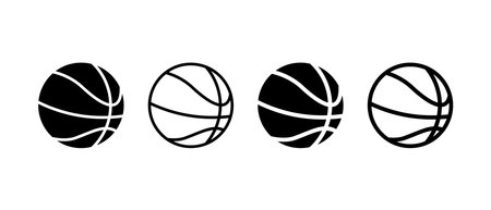 Basketball vector icon set. Black ball for basketball symbol. Basketball line isolated logoのイラスト素材