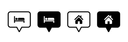 Hotel, motel, hostel vector icon set. Book now symbol. Overnight place logo for website and mobile appsのイラスト素材