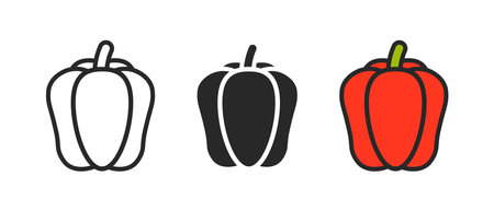 Bell pepper vector icon set. Paprika vegetables symbol. Sweet capsicum signのイラスト素材