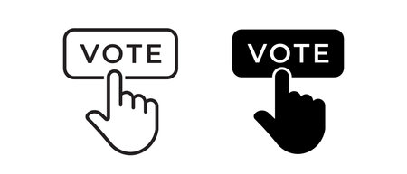 Hand pressing vote vector icon set. Voting election symbolのイラスト素材