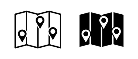 Map points vector icon set. Navigation, journey, travel symbolのイラスト素材