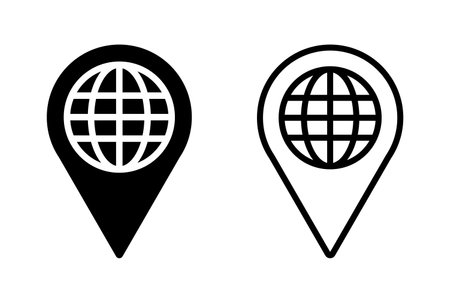 Map globe pin vector icon set. Navigation, journey, travel symbolのイラスト素材
