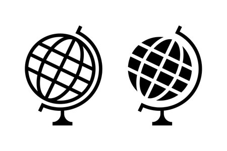 School globus vector icon set. Globe model symbolのイラスト素材