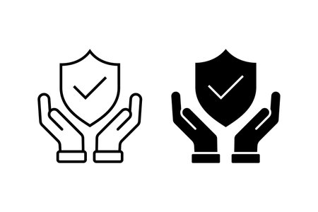 Insurance icon vector set. Hand holding shield symbolのイラスト素材
