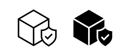 Box protection icon vector set. Goods insurance or guarantee check symbolのイラスト素材