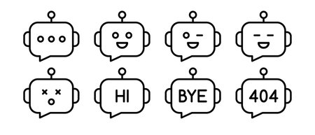 Chatbot icon vector set. Ai bot with message symbolのイラスト素材