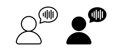 Speech command  icon vector set. User with bubble symbolのイラスト素材