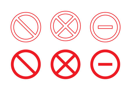 Stop prohibited icon vector set. Red not allowed symbolのイラスト素材