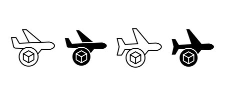 Air shipping icon vector set. Airplane cargo delivery symbolのイラスト素材
