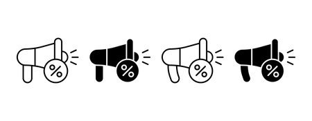 Megaphone promotion icon vector set. Discount, advertising, marketing symbolのイラスト素材