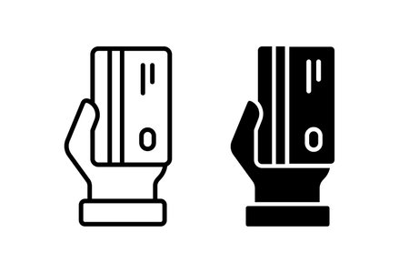 Online payment icon vector set. Bank card with hand symbolのイラスト素材
