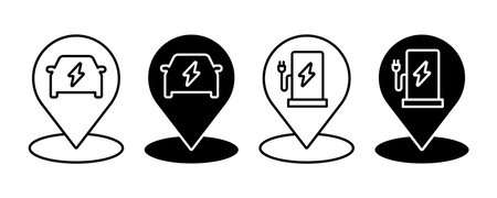 Electric vehicle charging station. Friendly alternative energy symbolのイラスト素材