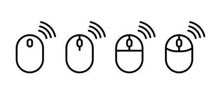 Wireless Mouse Icon Set. Modern computer peripheral symbol. Vector Illustration