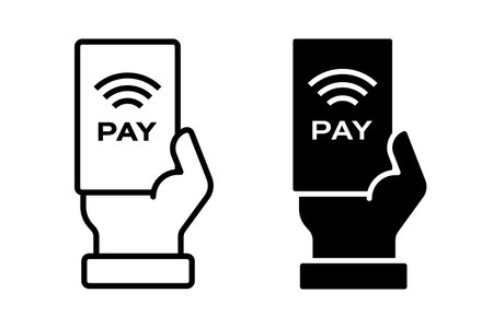 Hand Holding Credit Card Icon Set. Band Card Payment Symbolのイラスト素材