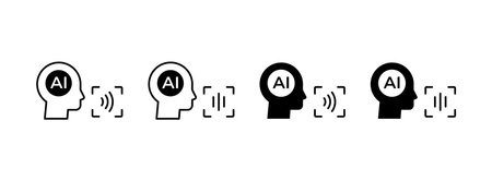 AI Voice Speaker Icon Set. Artificial Intelligence Sound and Communication Technology Symbolsのイラスト素材