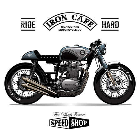 vintage motorcycle posterのイラスト素材